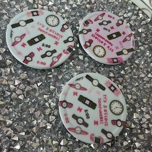 3 coasters it’s 5 o’clock somewhere pink purple blue Fun Clock-Themed drinkware